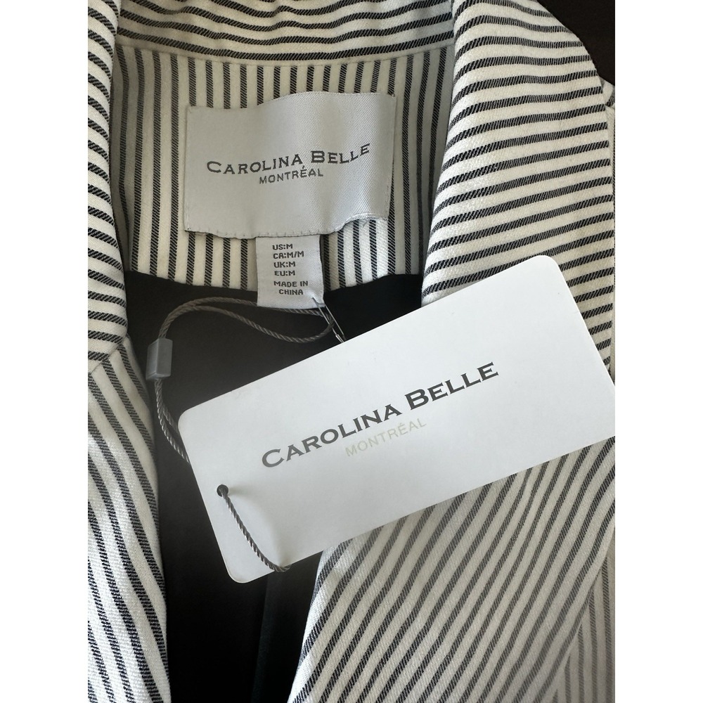 NWT Carolina Belle Montreal Womens Gray Double Breasted Striped Blazer Size M - Picture 5 of 5